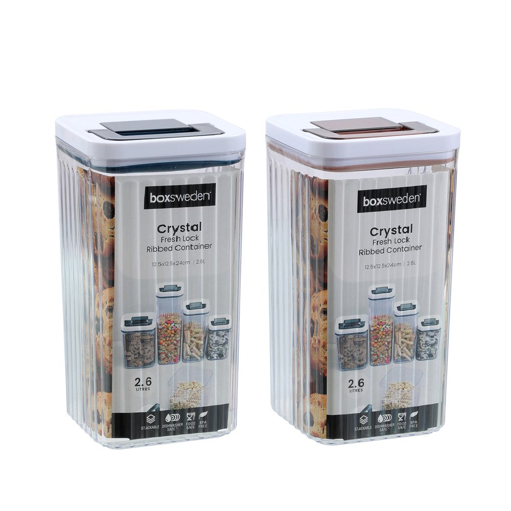 Crystal Ribbed Fresh Lock Container 2.6L