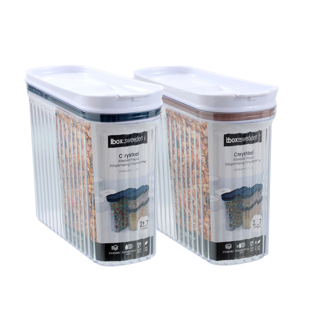 Crystal Ribbed Food Dispensing Container 2.7L 2 Assorted