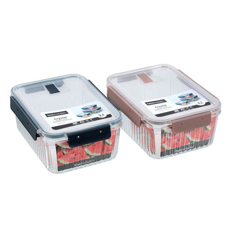 Crystal Ribbed Food Container 3.1L 2 Assorted