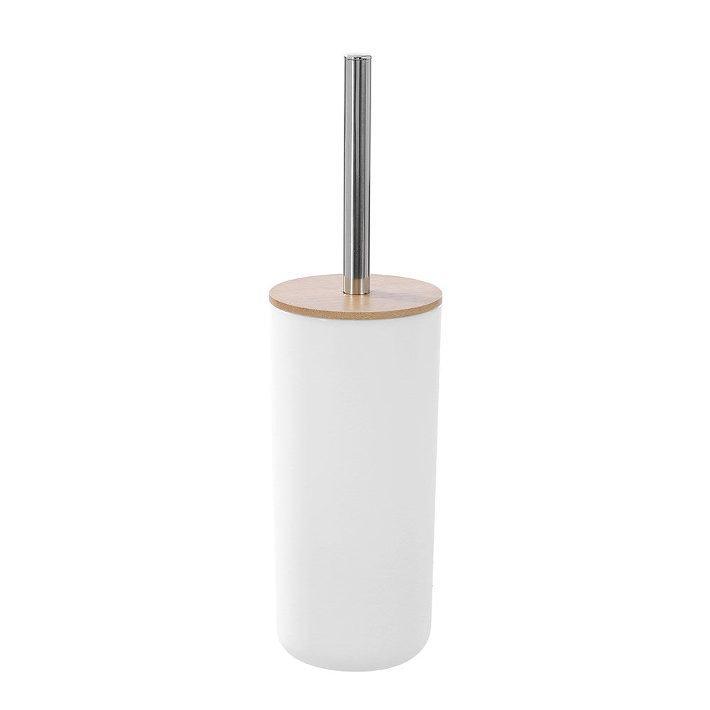 Toilet Brush Stainless Steel Handle Bamboo Top 10.5 x 10.5 x 35cm