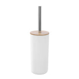 Toilet Brush Stainless Steel Handle Bamboo Top 10.5 x 10.5 x 35cm