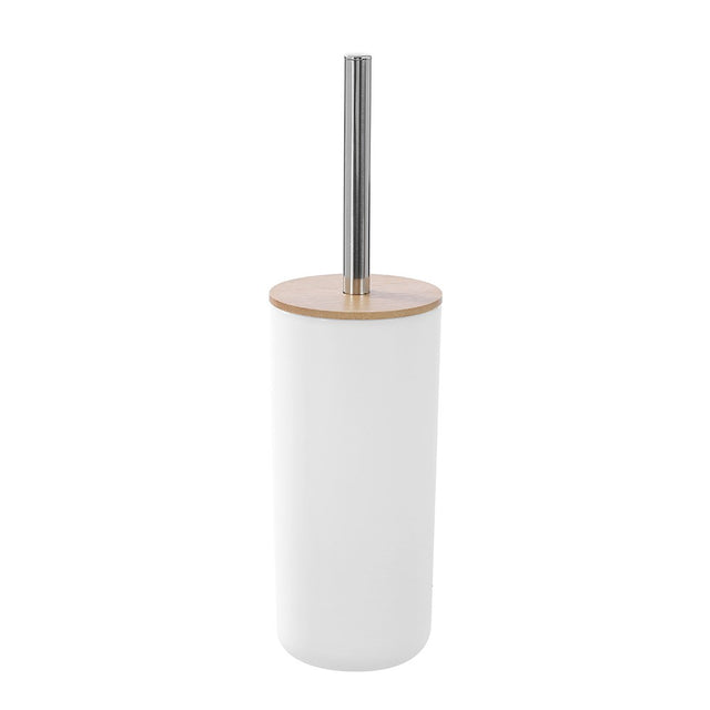 Toilet Brush Stainless Steel Handle Bamboo Top 10.5 x 10.5 x 35cm