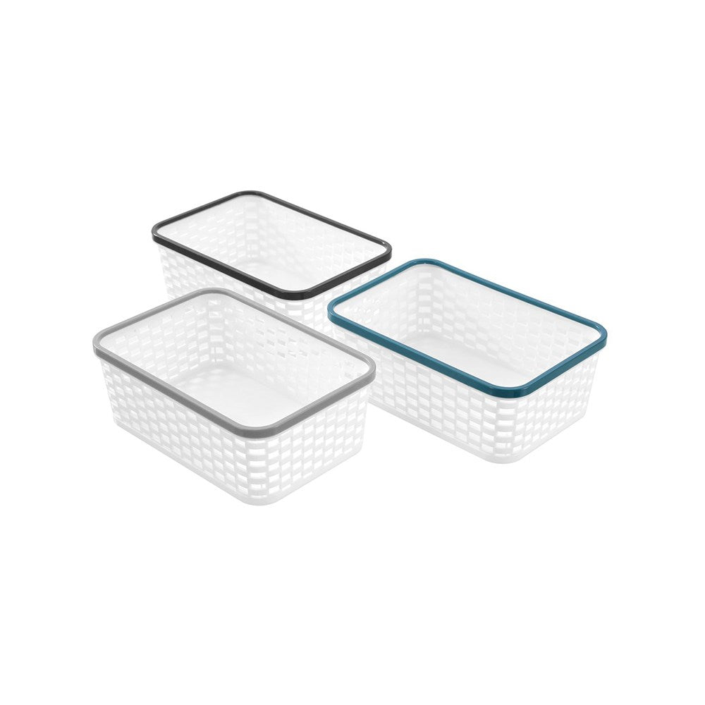 Brik Small Basket 22cm x 15cm x 8cm 3 Pack Assorted