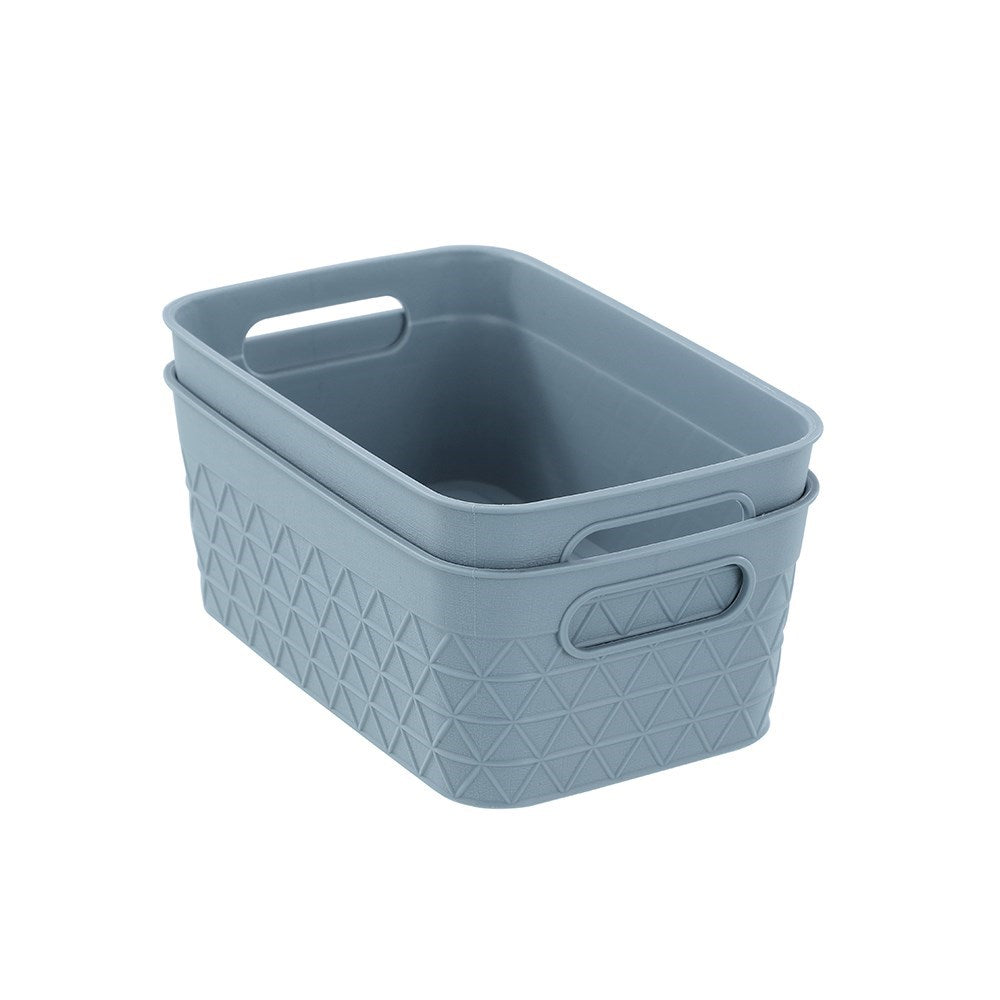 2 Pack Trinity Basket 16.5cm x 10.5cm x 6.5cm Assorted