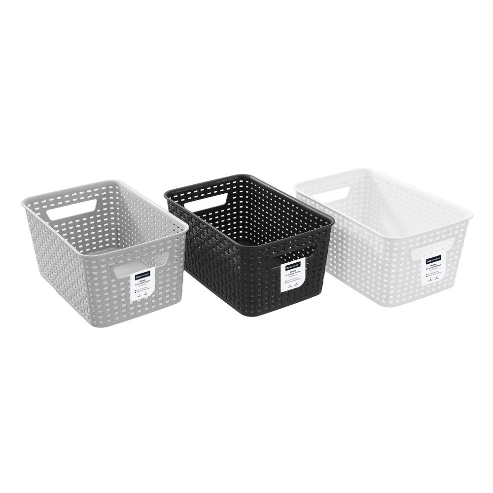 Woven Storage Basket 5L 28 x 18.5 x 13cm 3 Pack Assorted