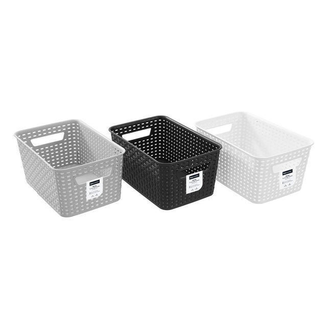 Woven Storage Basket 5L 28 x 18.5 x 13cm 3 Pack Assorted