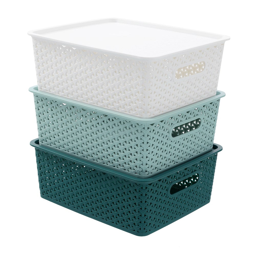 Lidded Wicker Basket 14.5L