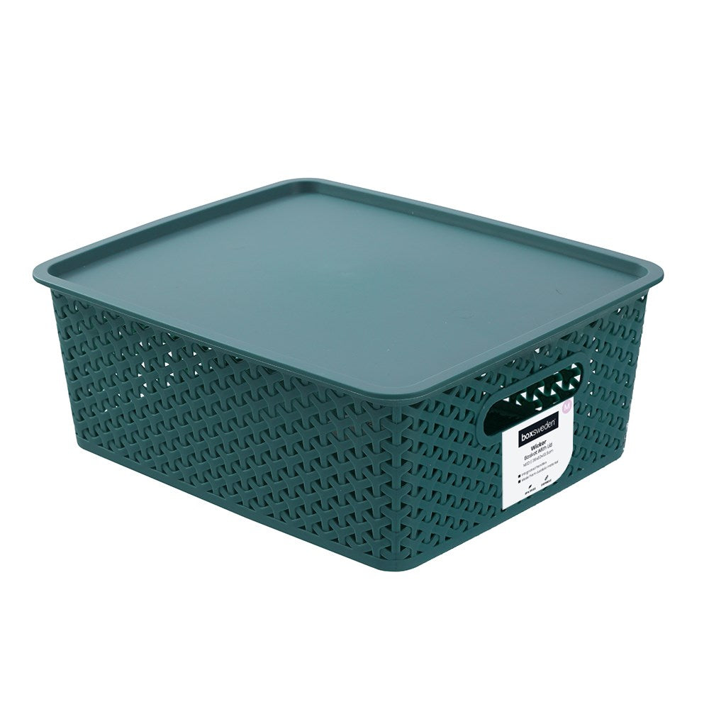 Lidded Wicker Basket 14.5L