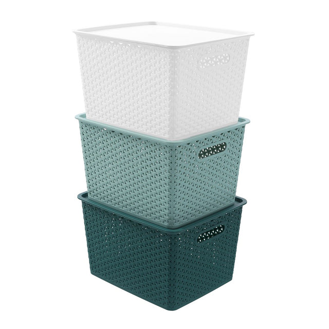 Lidded Wicker Basket 19L