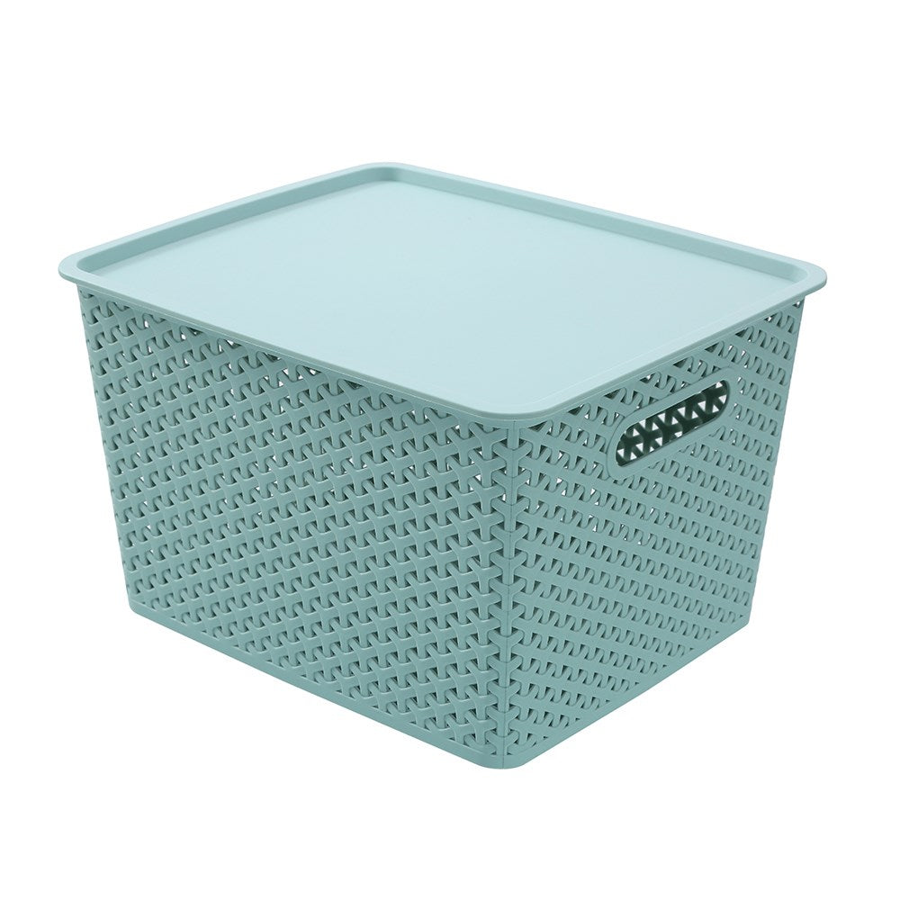 Lidded Wicker Basket 19L