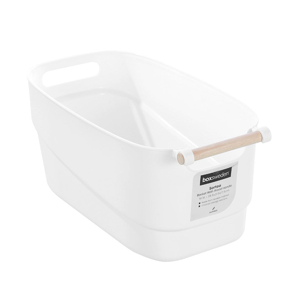 Sortea Storage Basket with Wood Handle 10.5L