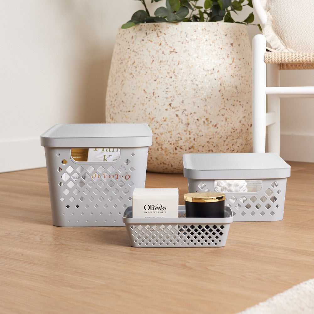 Kept Diamond Storage Basket Lidded 16L