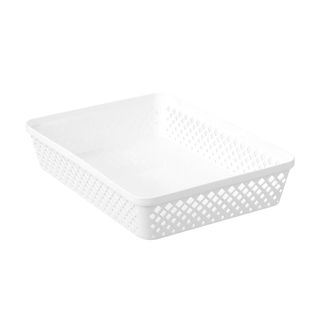 Diamond Organiser Tray 33cm x 24cm x 6.5cm White