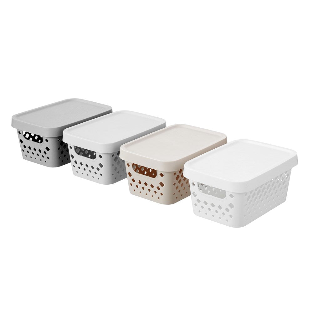 Diamond Lidded Storage Basket 4L