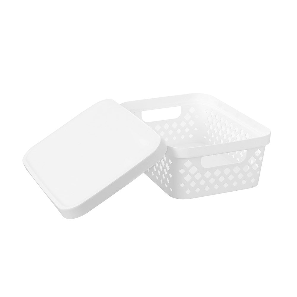 Diamond Lidded Storage Basket 10L