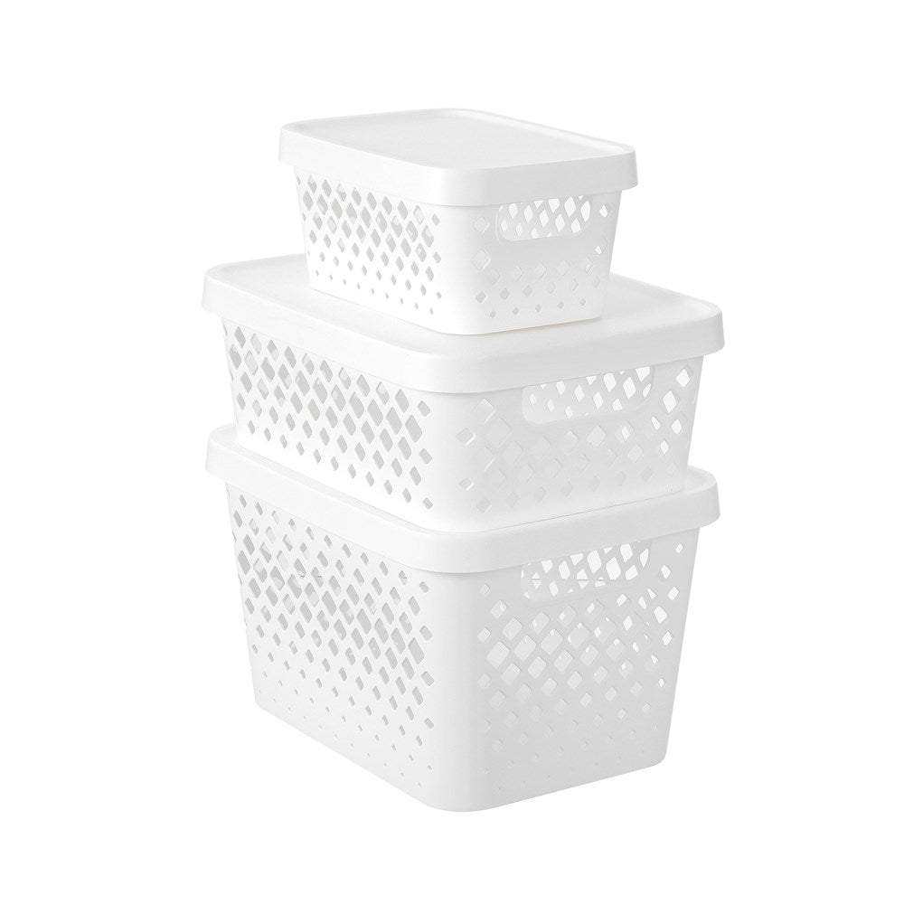 Diamond Lidded Storage Basket 16L