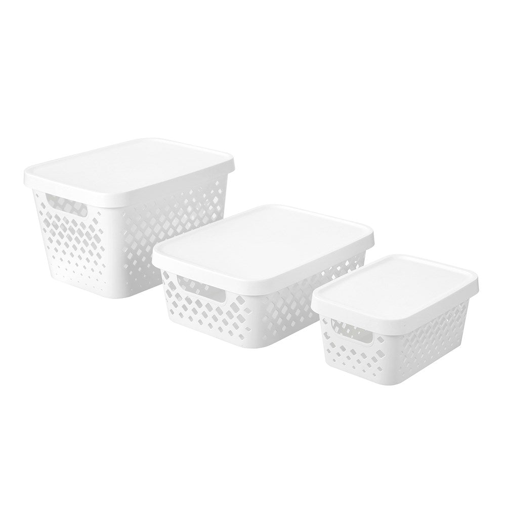 Diamond Lidded Storage Basket 16L