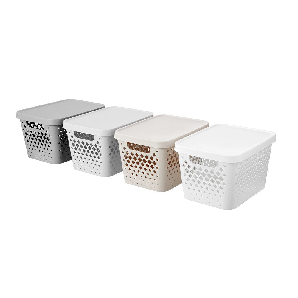Diamond Lidded Storage Basket 16L