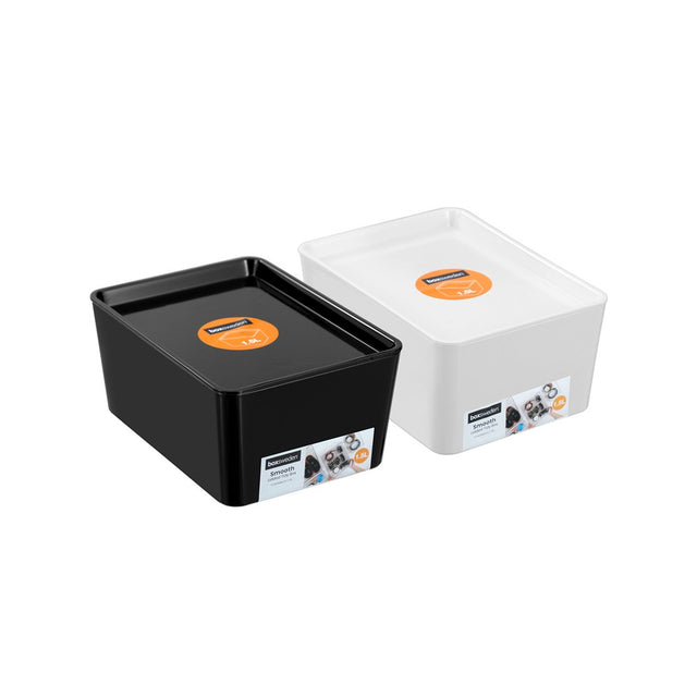 Lidded Tidy Box 1.5L 17.5 x 13 x 8cm 2 Pack Assorted