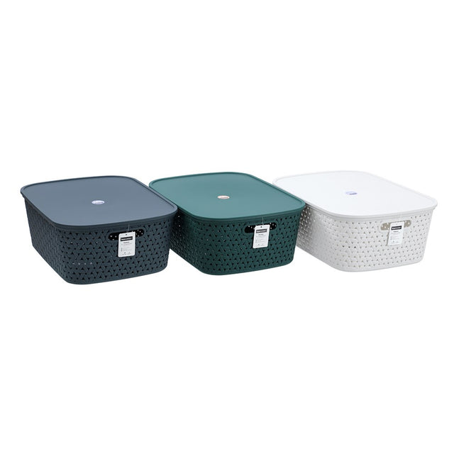 Rattan Lidded Basket 15L