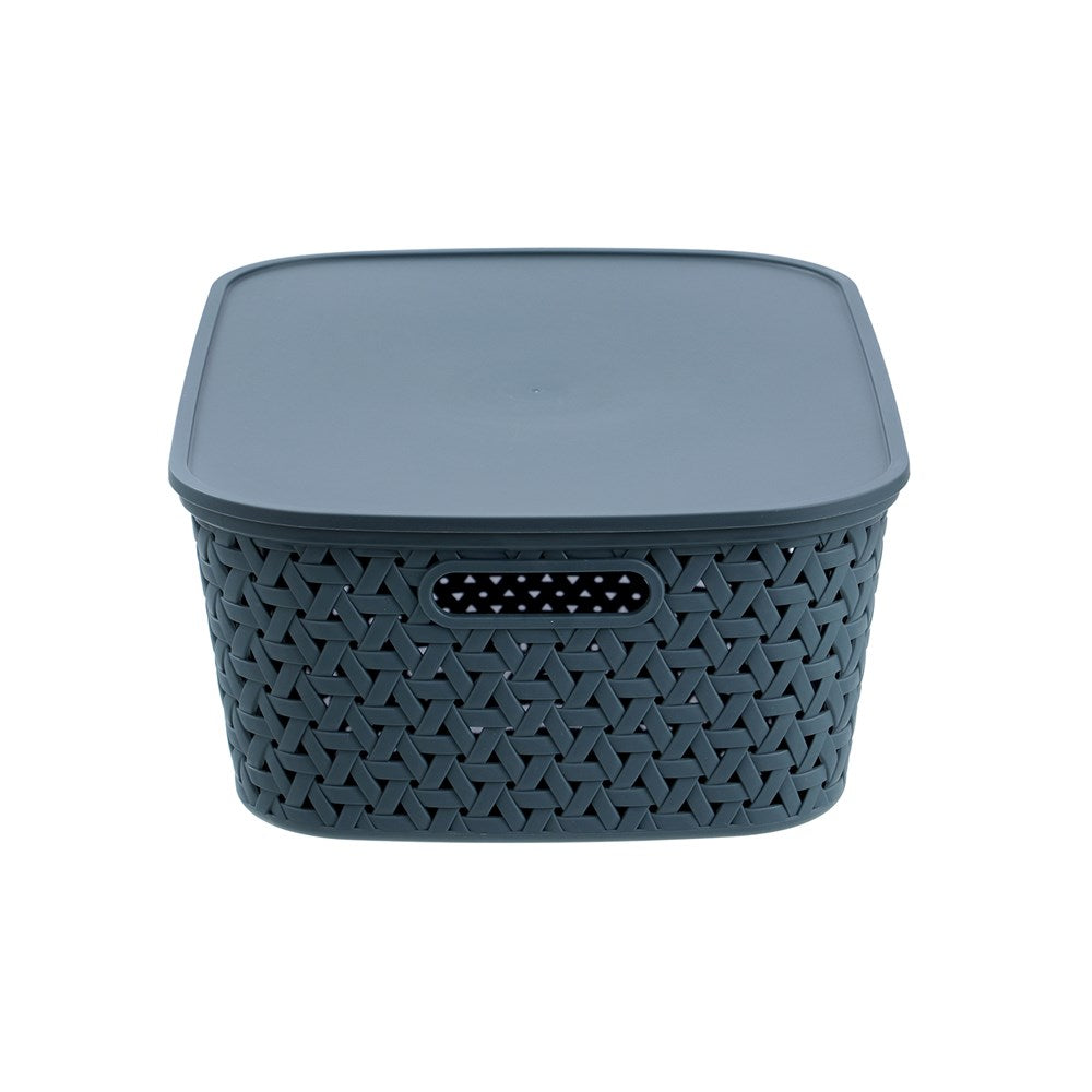 Rattan Lidded Basket 15L