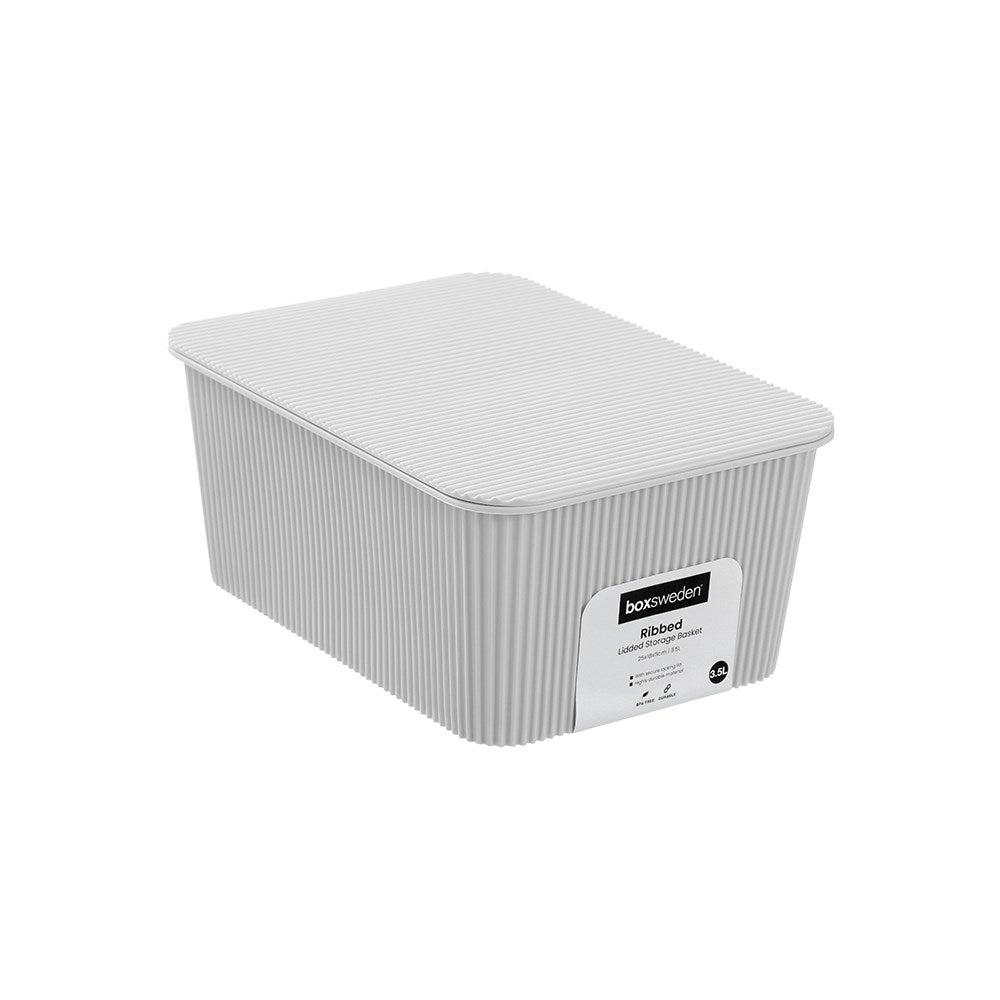 Ribbed Lidded Storage Basket 3.5L