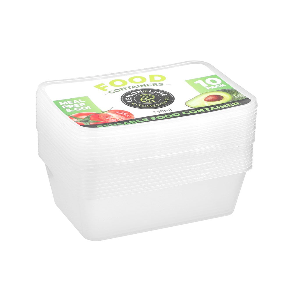10 Pack Reusable Food Container 750ml