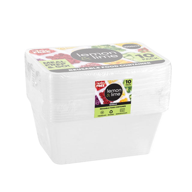 Reusable Food Container 1L - 10 Pack