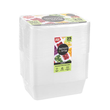 Reusable Food Container 750ml - 25 Pack