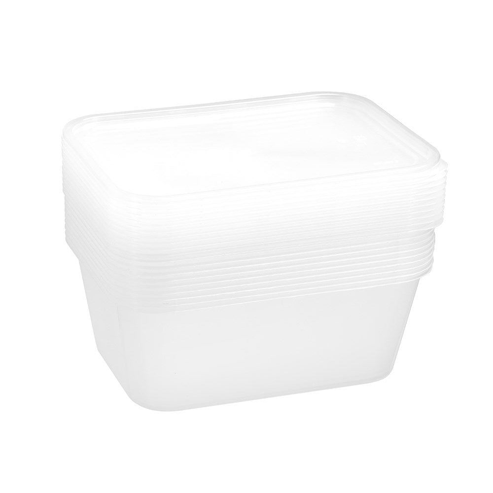 10 Pack Rectangle Reusable Food Container 1.5L