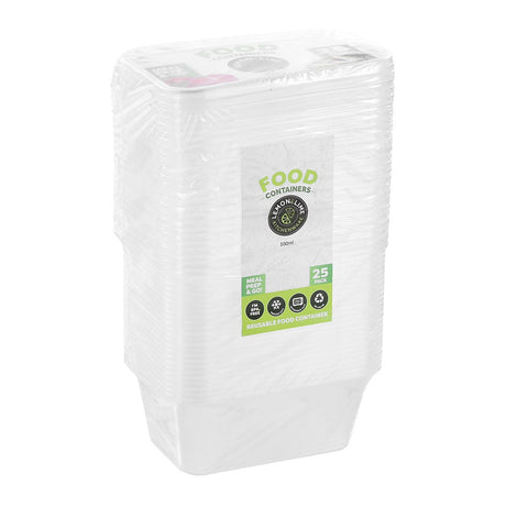 25 Pack Rectangle Reusable Food Container 300ml