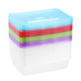 20 Pack Rectangle Reusable Food Container Coloured Lids 500ml