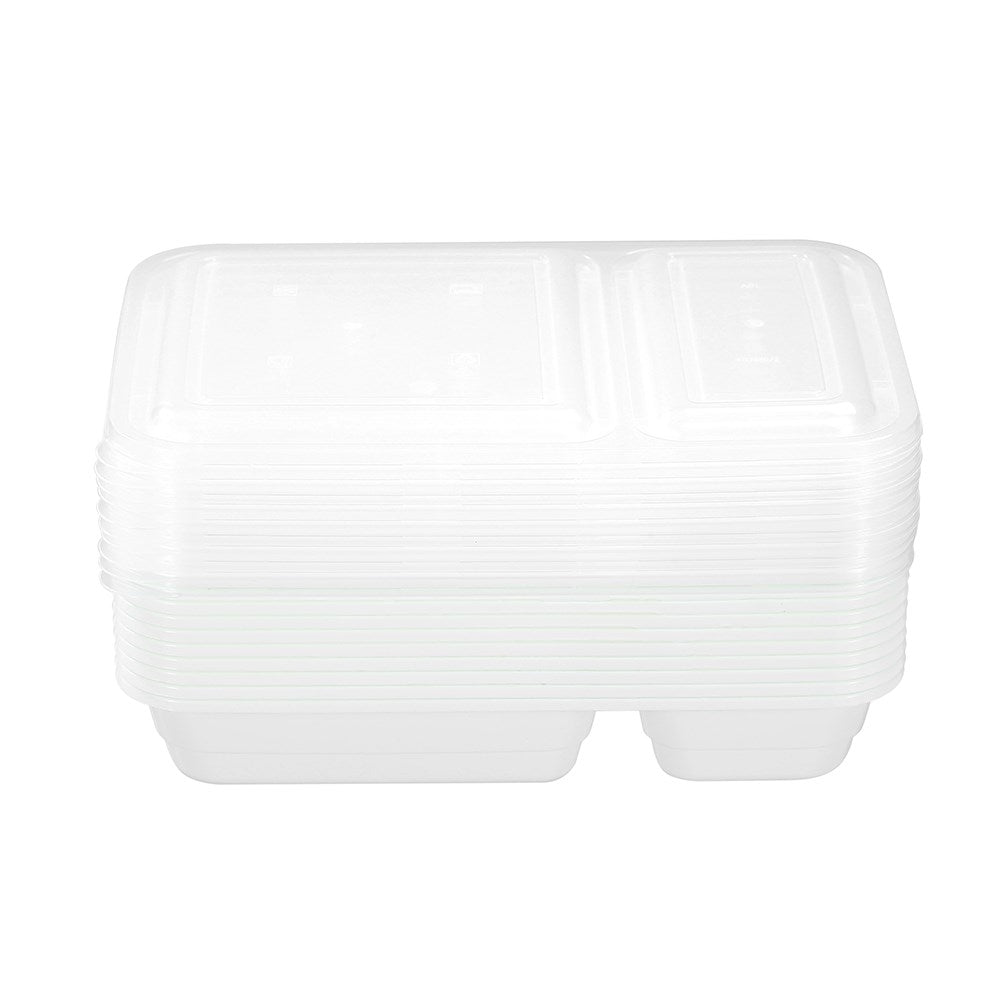 10 Pack 2 Section Reusable Food Prep Container 850ml