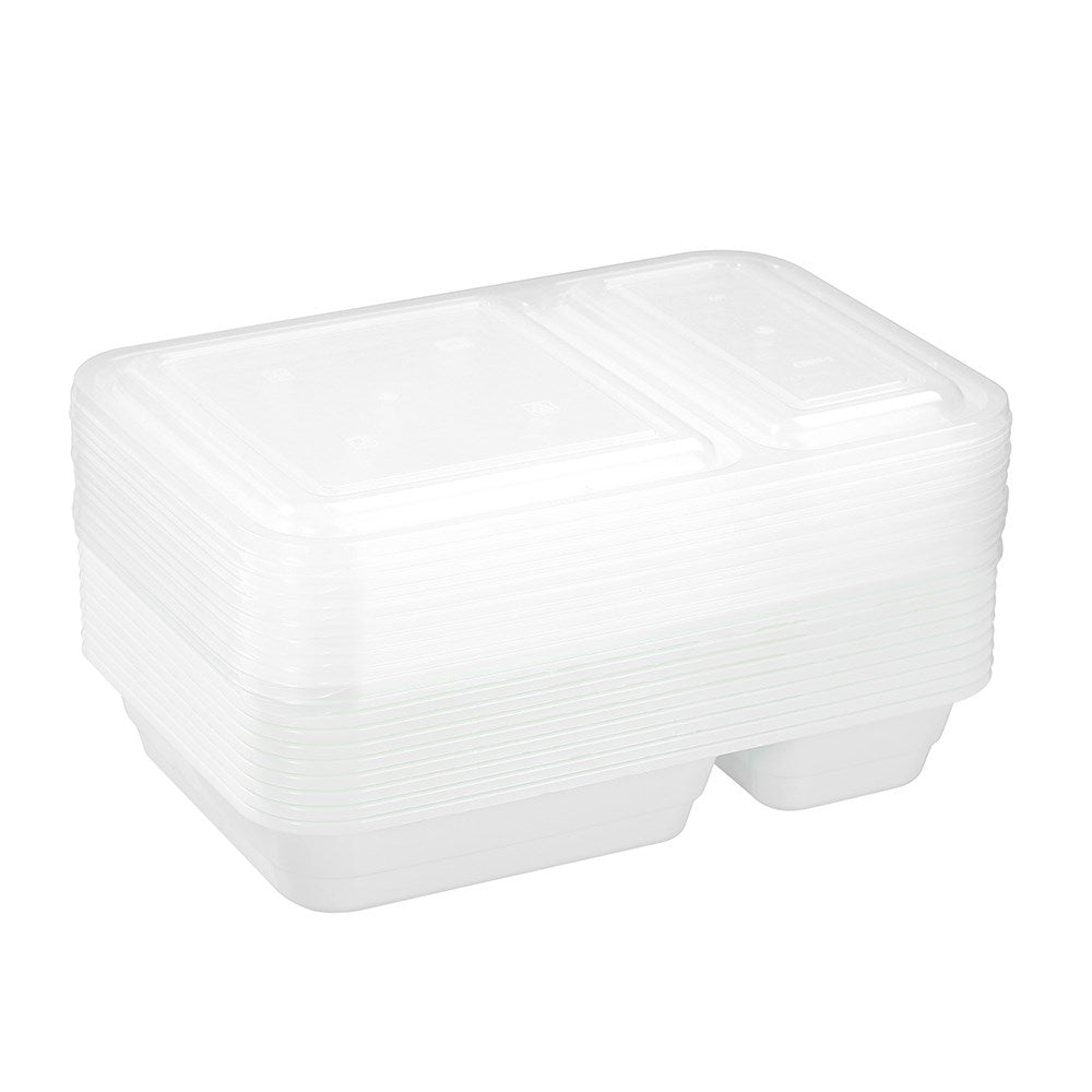 10 Pack 2 Section Reusable Food Prep Container 850ml