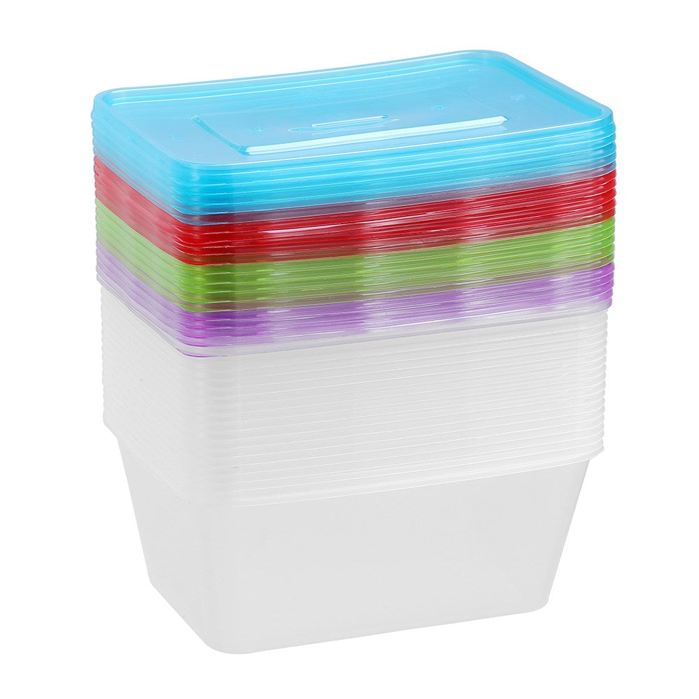 20 Pack Reusable Food Container Coloured 1L