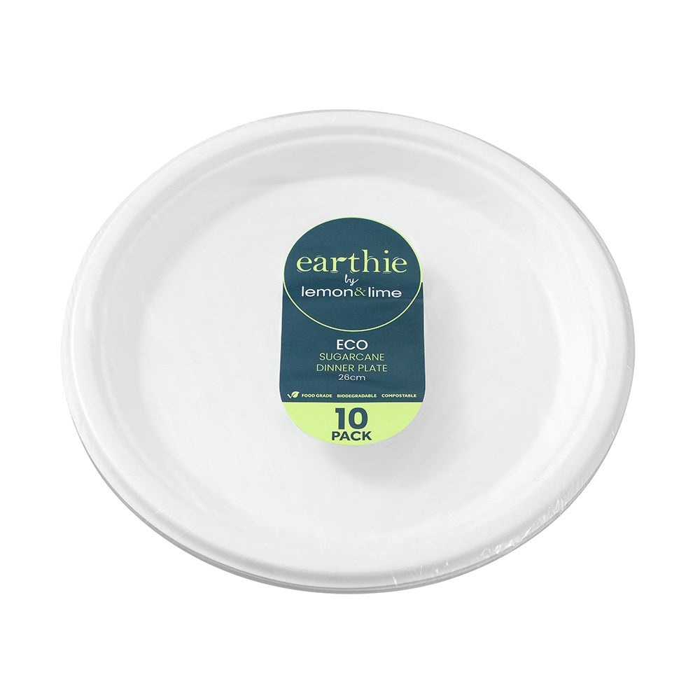 10 Pack Eco Sugarcane Dinner Plate 26cm