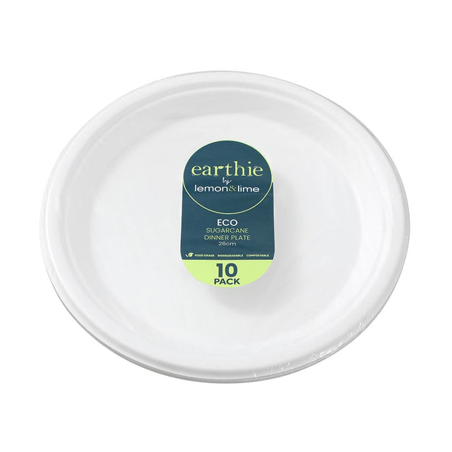10 Pack Eco Sugarcane Dinner Plate 26cm