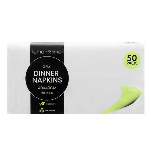 Dinner Napkins 50 Pack - White