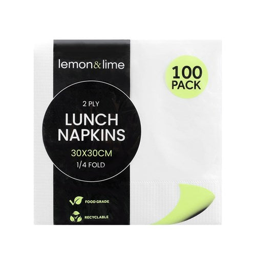 Lunch Napkins 100 Pack - White