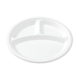 10 Pack Eco Sugarcane 3 Compartment Plate 26cm - White