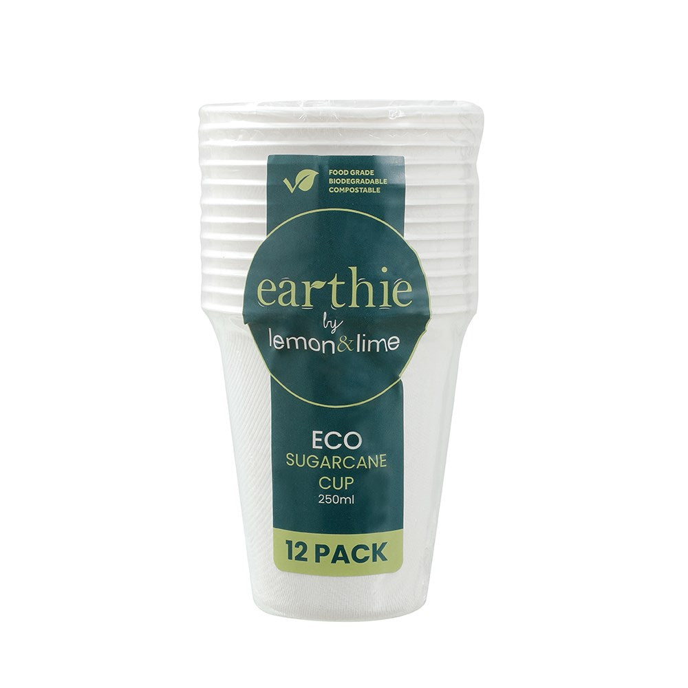 12 Pack Eco Sugarcane Cup 250ml White