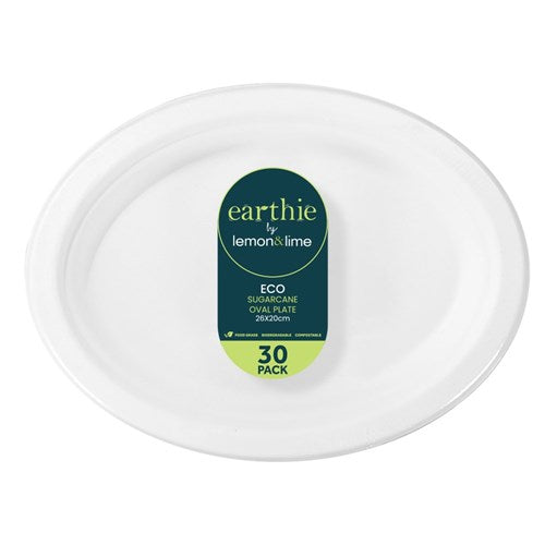 Sugarcane Oval Plates – White 30 Pack