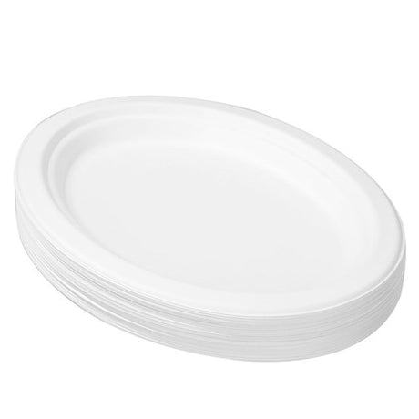Sugarcane Oval Plates – White 30 Pack