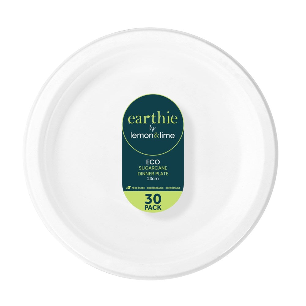 Sugarcane Dinner Plates – White 30 Pack