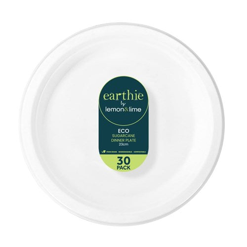 Sugarcane Dinner Plates – White 30 Pack