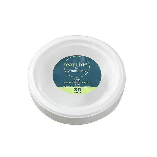 Eco Sugarcane Side Bowl White 18cm 30 Pack
