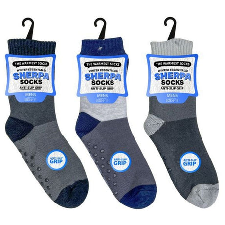 Men’s Sherpa Two Tone Socks - 3 Assorted