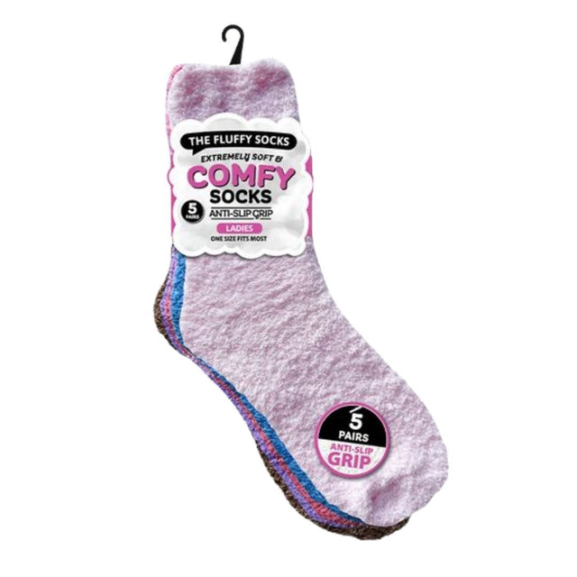 Women’s Microfibre Plain Socks - 5 Pack - Assorted Colours
