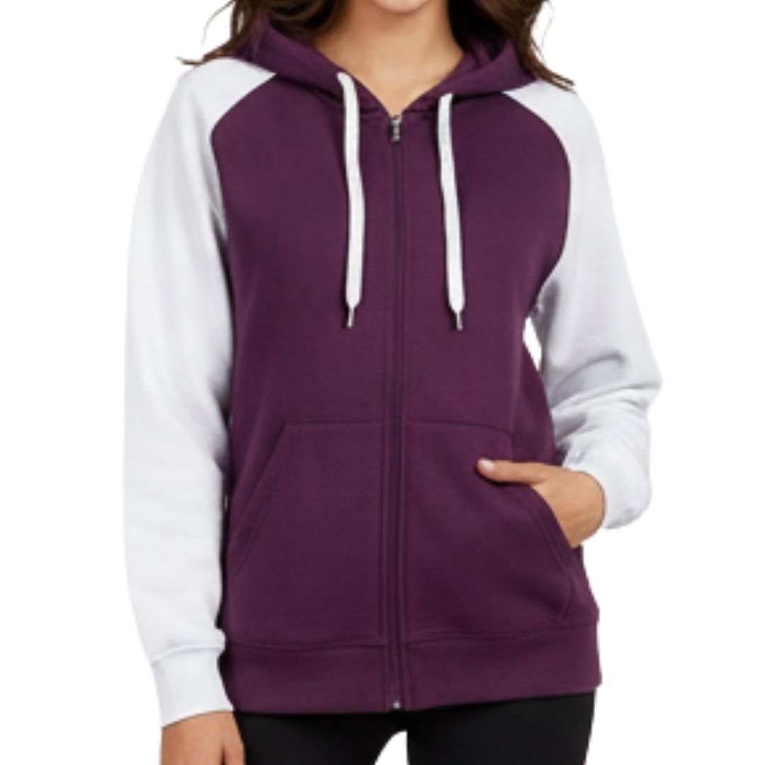 Two-Tone Full Zip Hooded Jacket
