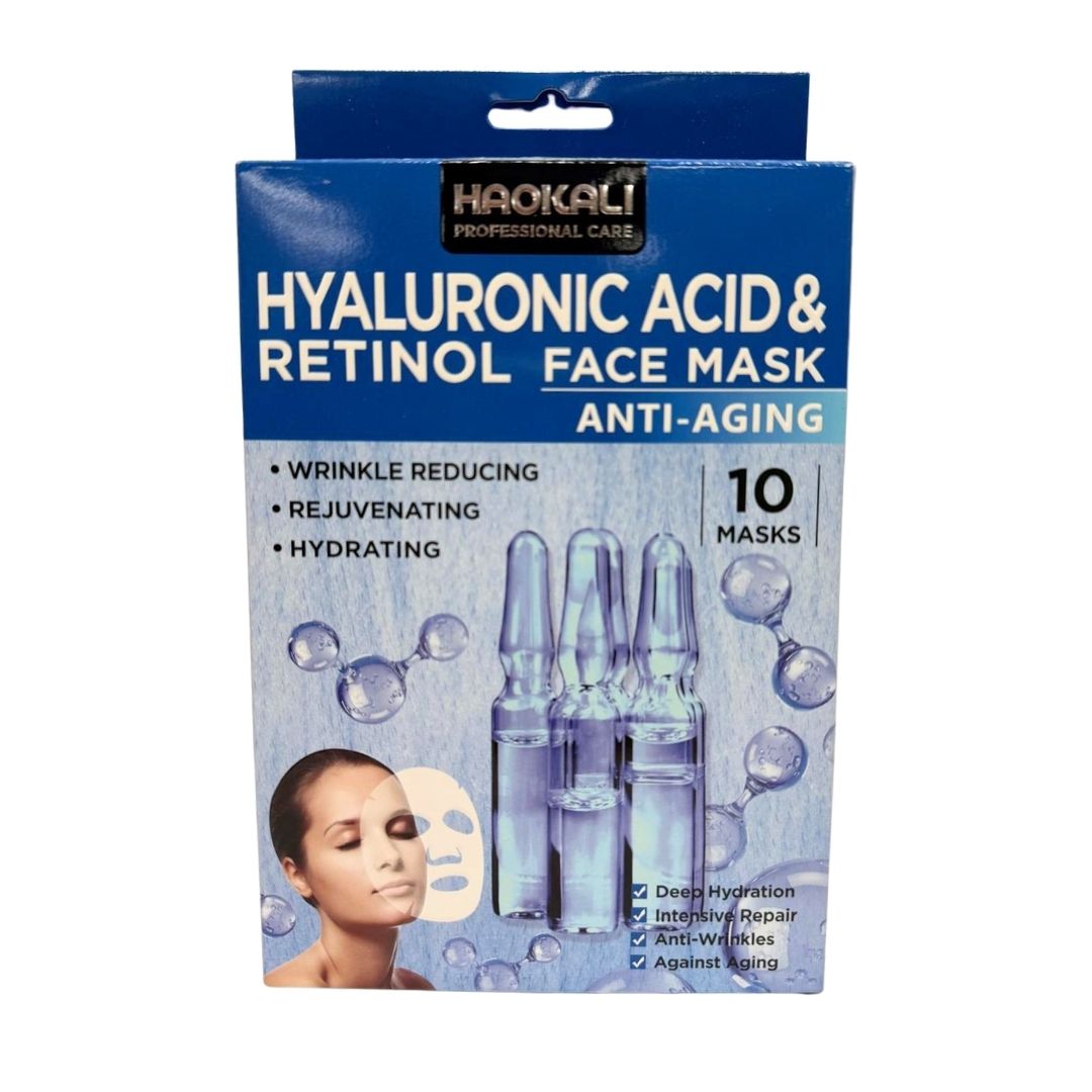 Face Mask - Hyaluronic Acid & Retinol Anti-Ageing Treatment 10 Pack